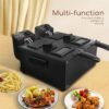 Aigostar Feast 30VDW - Dubbele frituurpan - 2x3 liter - 1800g friet Zwart
