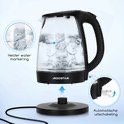 Aigostar Adam 30GOM - Glazen Waterkoker met LED - 1,7L - 360° draaibaar - Blauw LED verlichting - 2200W - Zwart