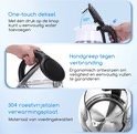 Aigostar Adam 30GOM - Glazen Waterkoker met LED - 1,7L - 360° draaibaar - Blauw LED verlichting - 2200W - Zwart