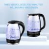 Aigostar Adam 30GOM - Glazen Waterkoker met LED - 1,7L - 360° draaibaar - Blauw LED verlichting - 2200W - Zwart