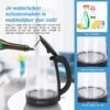 Aigostar Adam 30GOM - Glazen Waterkoker met LED - 1,7L - 360° draaibaar - Blauw LED verlichting - 2200W - Zwart