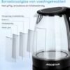 Aigostar Adam 30GOM - Glazen Waterkoker met LED - 1,7L - 360° draaibaar - Blauw LED verlichting - 2200W - Zwart
