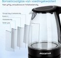 Aigostar Adam 30GOM - Glazen Waterkoker met LED - 1,7L - 360° draaibaar - Blauw LED verlichting - 2200W - Zwart