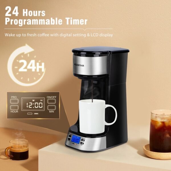 aigostar 302fx koffiemachine 50 Aigostar 302FX - Koffiezetapparaat - Filterkoffie - 0.42 l - thermosbeker - Timer schakelaar - 750W - RVS/Zwart