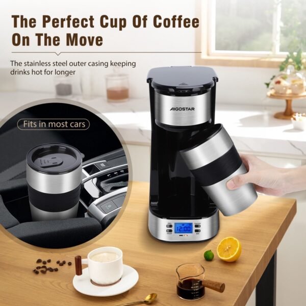 aigostar 302fx koffiemachine 52 Aigostar 302FX - Koffiezetapparaat - Filterkoffie - 0.42 l - thermosbeker - Timer schakelaar - 750W - RVS/Zwart