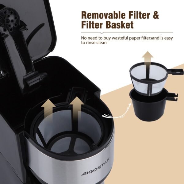 aigostar 302fx koffiemachine 56 Aigostar 302FX - Koffiezetapparaat - Filterkoffie - 0.42 l - thermosbeker - Timer schakelaar - 750W - RVS/Zwart