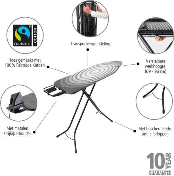 Brabantia Strijkplank B voor Strijkijzer 22 Brabantia Strijkplank B - voor Strijkijzer - 124 x 38 cm - Titan Oval