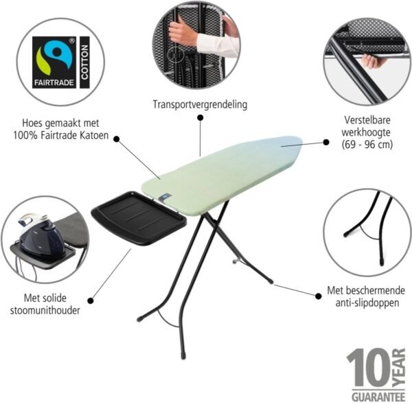 Brabantia Strijkplank C - voor Stoomgenerator 10 Brabantia Strijkplank C - voor Stoomgenerator - 124 x 45 cm - Soothing Sea