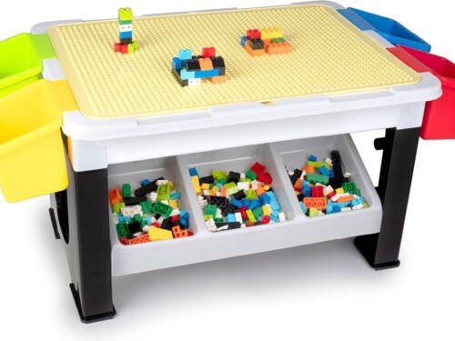 Eddy Toys 300-Delige Set Speelgoed - Speeltafel: 48 x 35 x 31 Cm - 291 Bouwblokken - Opbergruimte - Plastic