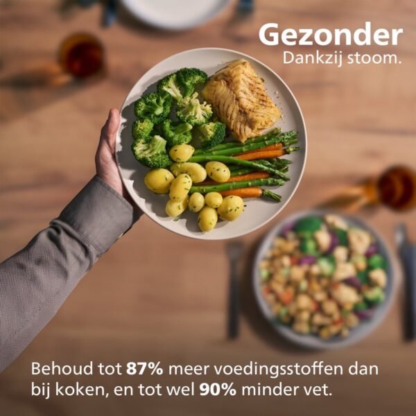 Philips 5000 Series Dual Basket Airfryer - NA551/00 - Stoomfunctie - Dubbele Mand - 9L - Tot 6 Personen