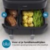 Philips 5000 Series Dual Basket Airfryer - NA551/00 - Stoomfunctie - Dubbele Mand - 9L - Tot 6 Personen