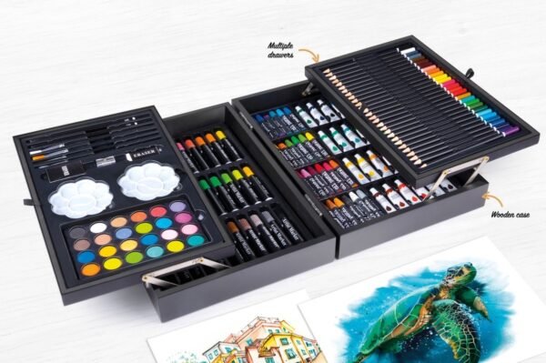 artico tekendoos 55 Artico 145-Delige Tekendoos/ Schilderset - in Houten Koffer - Aquarel - Verf, Krijt, Stiften, Kleurpotloden en Toebehoren