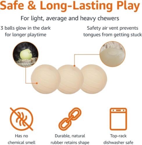 Basics Glow In The Dark Interactieve Rubberen Hondenballen & Speelgoed - 3 stuks