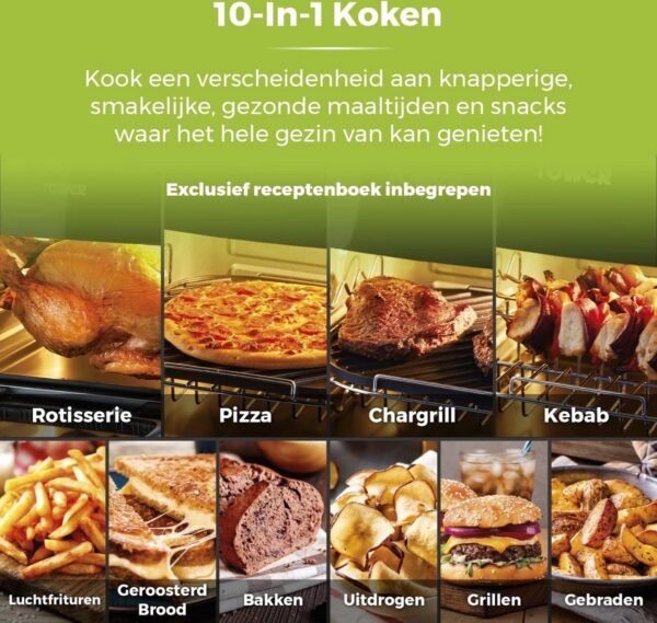 Digitale Airfryer 10in1 - Snelle Air Circulatie - Heteluchtfriteuse 2000W - 99% Minder Vet - Hele Lucht Oven 11L - Incl. Accessoires