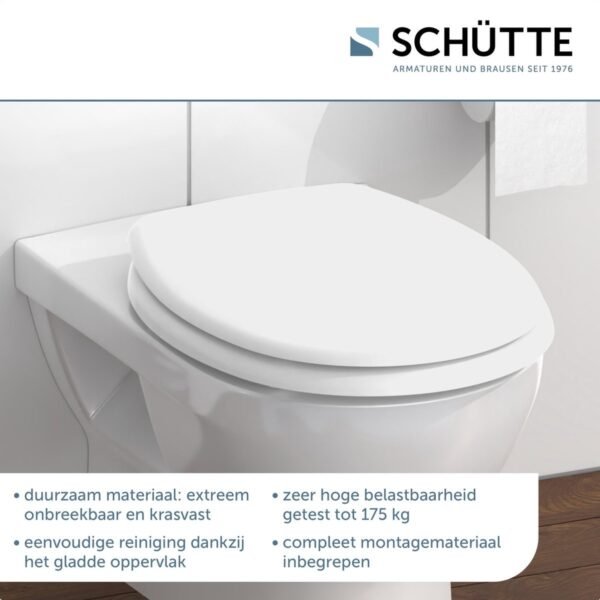 SCHÜTTE WC-Bril 82000 WHITE - Duroplast - RVS-Scharnieren - Belastbaar tot 175 kg - Gelakt - Wit