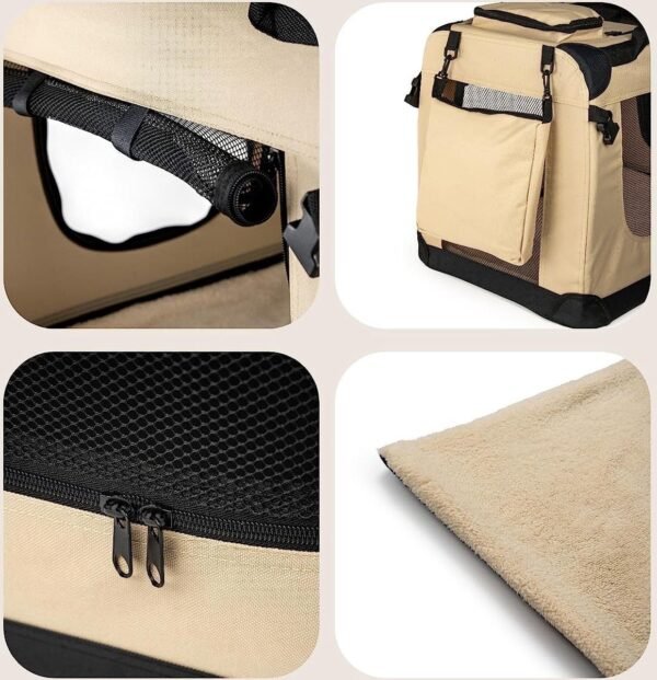 Hondentransportbox Hondentas Hondenbox Opvouwbare tas voor kleine dieren, (S) 50x34x36 cm Beige