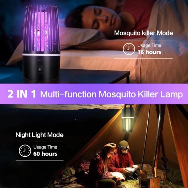 Insectenvernietiger, 4000 mAh, elektrische muggenlamp, muggenval, muggenval, met uv-lamp, USB-oplaadbaar, accu, muggenbescherming, vliegenval, insectenvanger, muggenverdelger, voor binnen en buiten