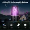 Insectenvernietiger, 4000 mAh, elektrische muggenlamp, muggenval, muggenval, met uv-lamp, USB-oplaadbaar, accu, muggenbescherming, vliegenval, insectenvanger, muggenverdelger, voor binnen en buiten