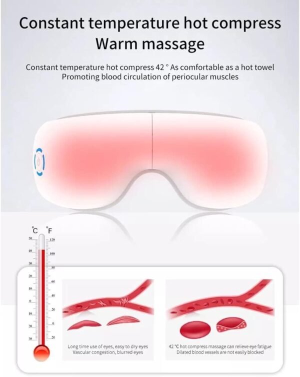 Multifunctioneel oogmassageapparaat, elektrisch oogmaskermassageapparaat met verlichting van gezwollen en ontspannen oogkringen (model: wit/TR-143)