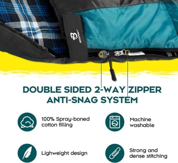 Slaapzak 3-4 seizoenen -8 °C - 20 °C lichtgewicht waterdicht en warm voor volwassenen rugzakreizen kamperen wandelen en reizen